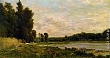 Charles-francois Daubigny Canvas Paintings - Washerwoman by the River